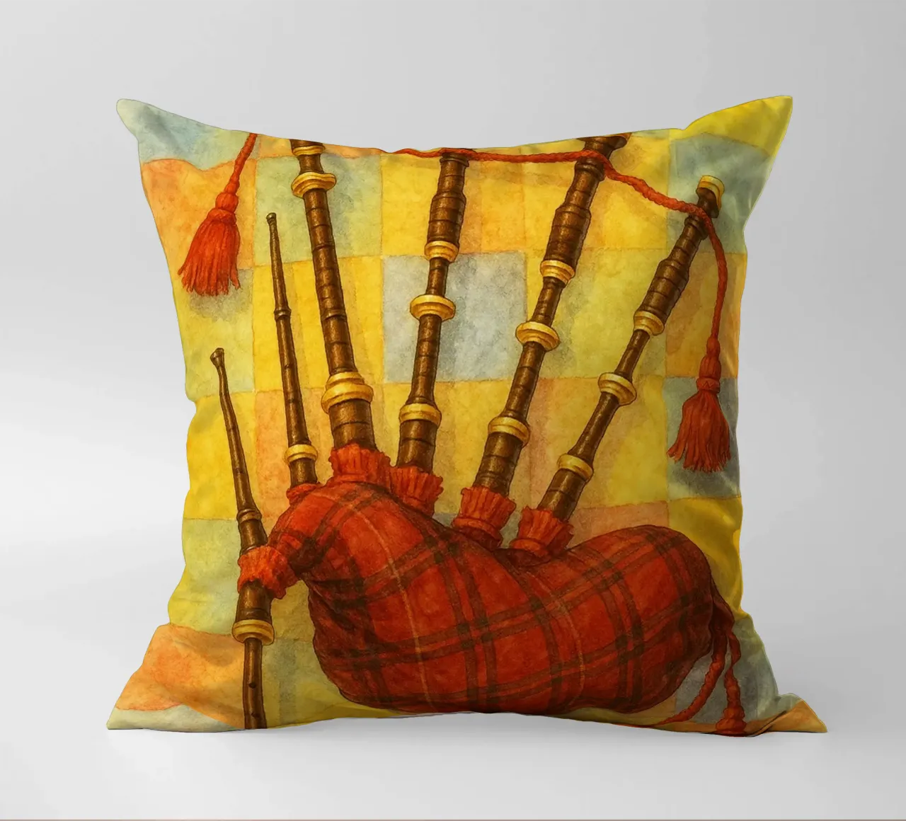bagpipes imagination painting drawing art decorative cushion by the gendels