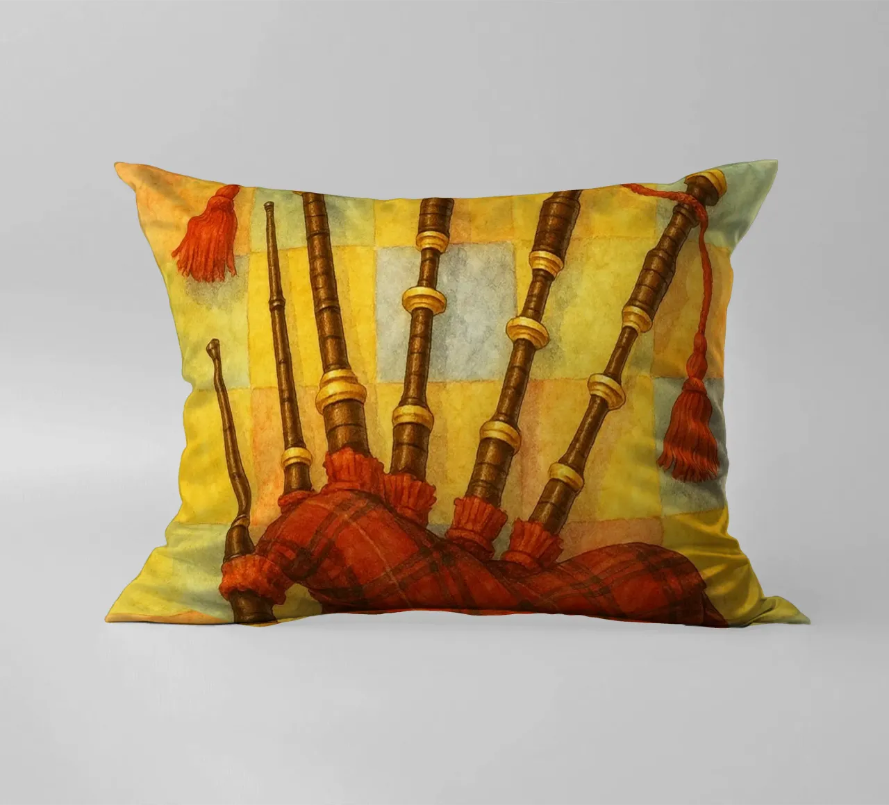 bagpipes imagination painting drawing art decorative cushion by the gendels