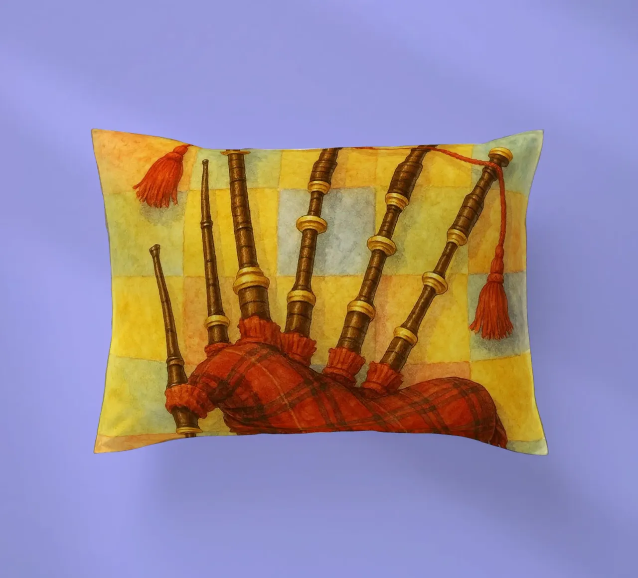 bagpipes imagination painting drawing art decorative cushion by the gendels