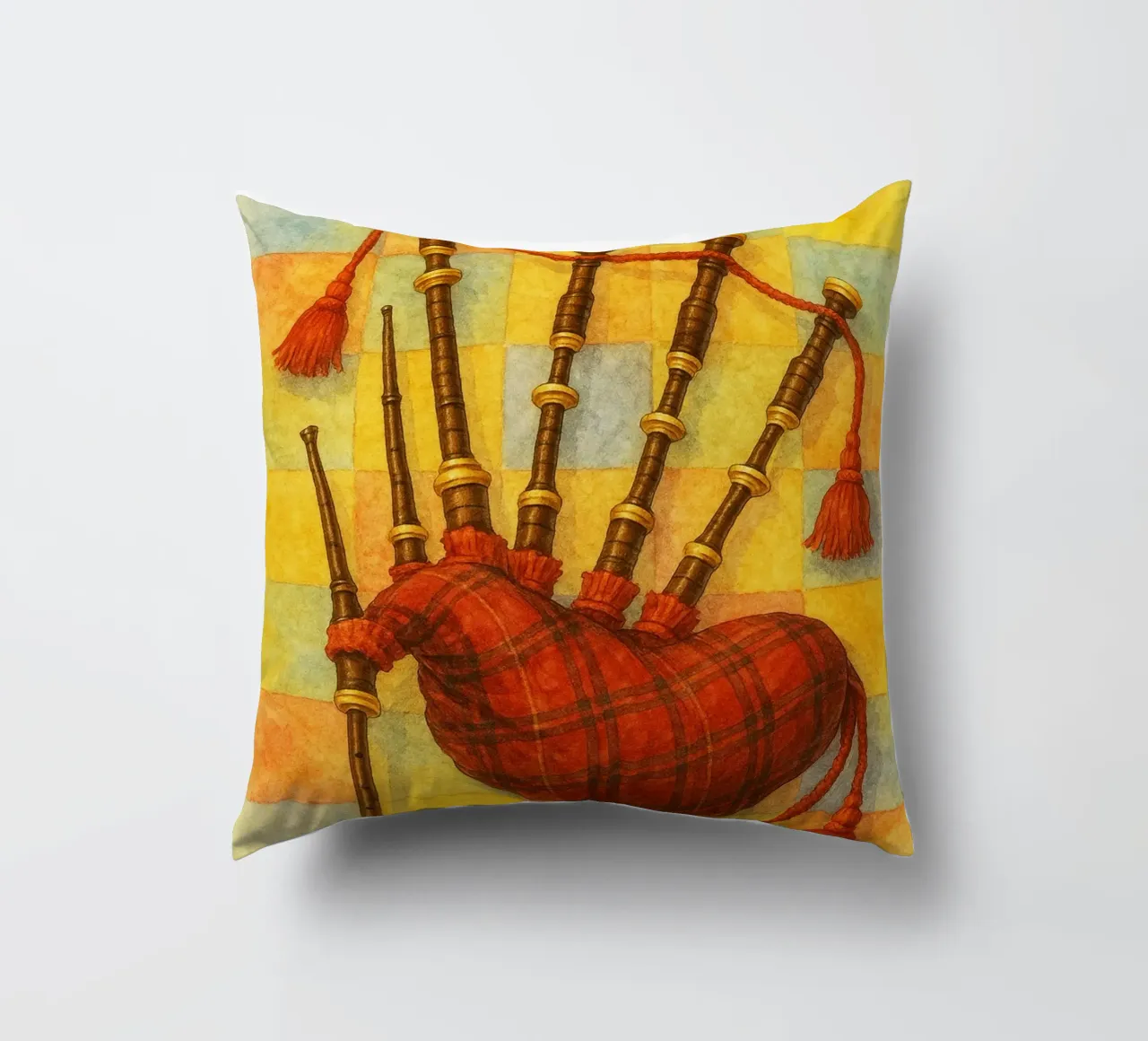 bagpipes imagination painting drawing art decorative cushion by the gendels