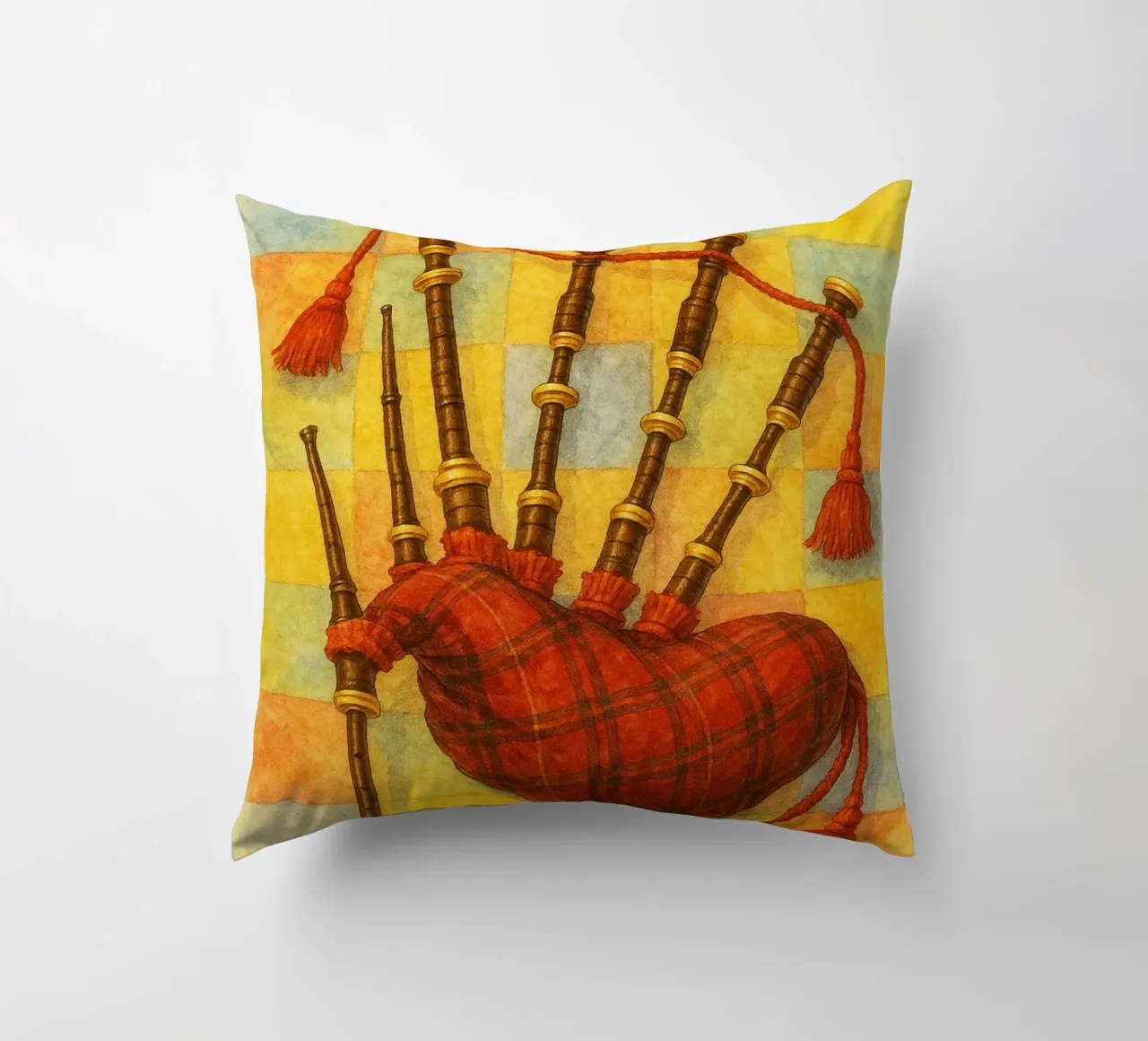 bagpipes imagination painting drawing art decorative cushion by the gendels