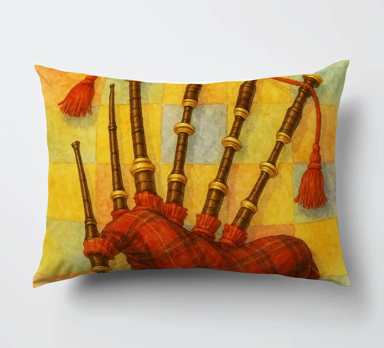 bagpipes imagination painting drawing art decorative cushion by the gendels