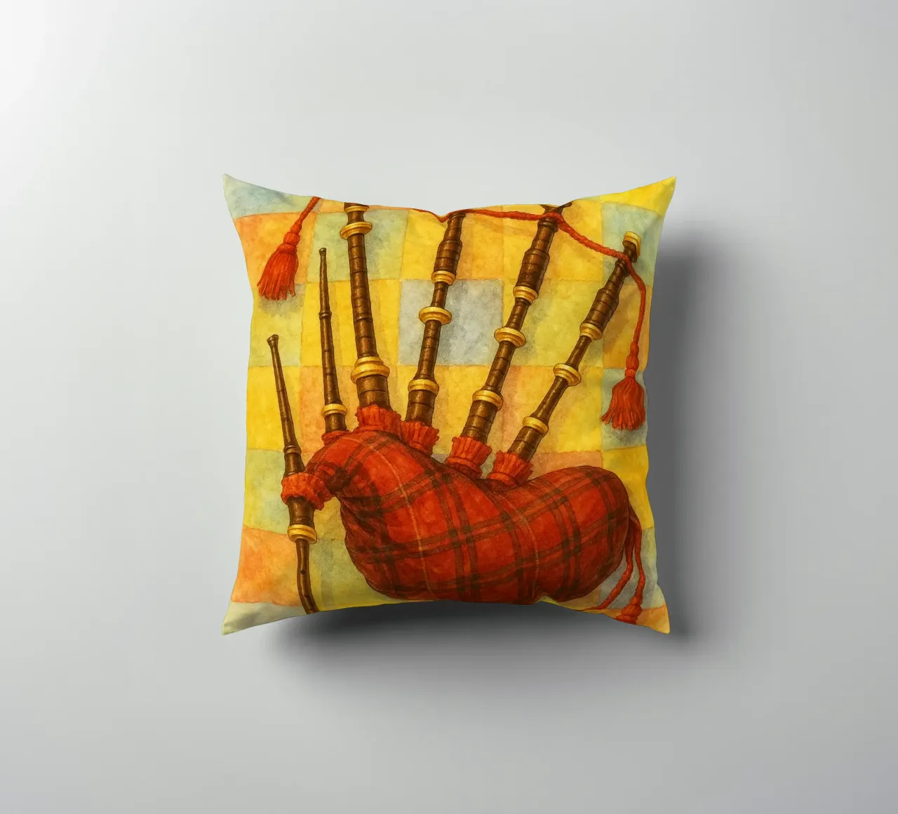 bagpipes imagination painting drawing art decorative cushion by the gendels