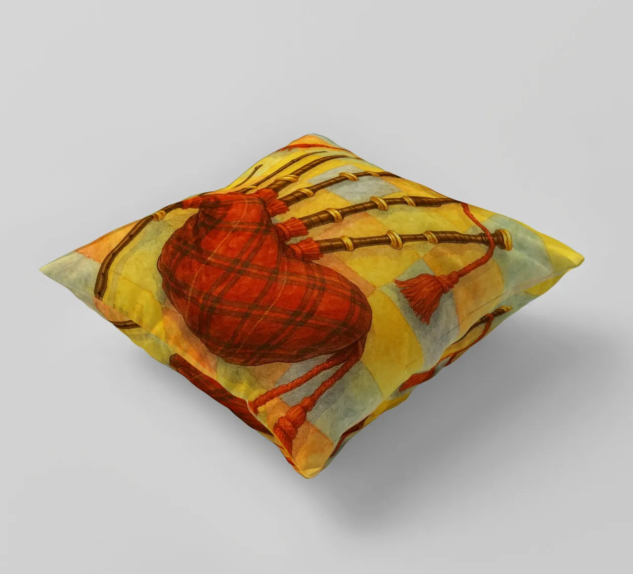 bagpipes imagination painting drawing art decorative cushion by the gendels