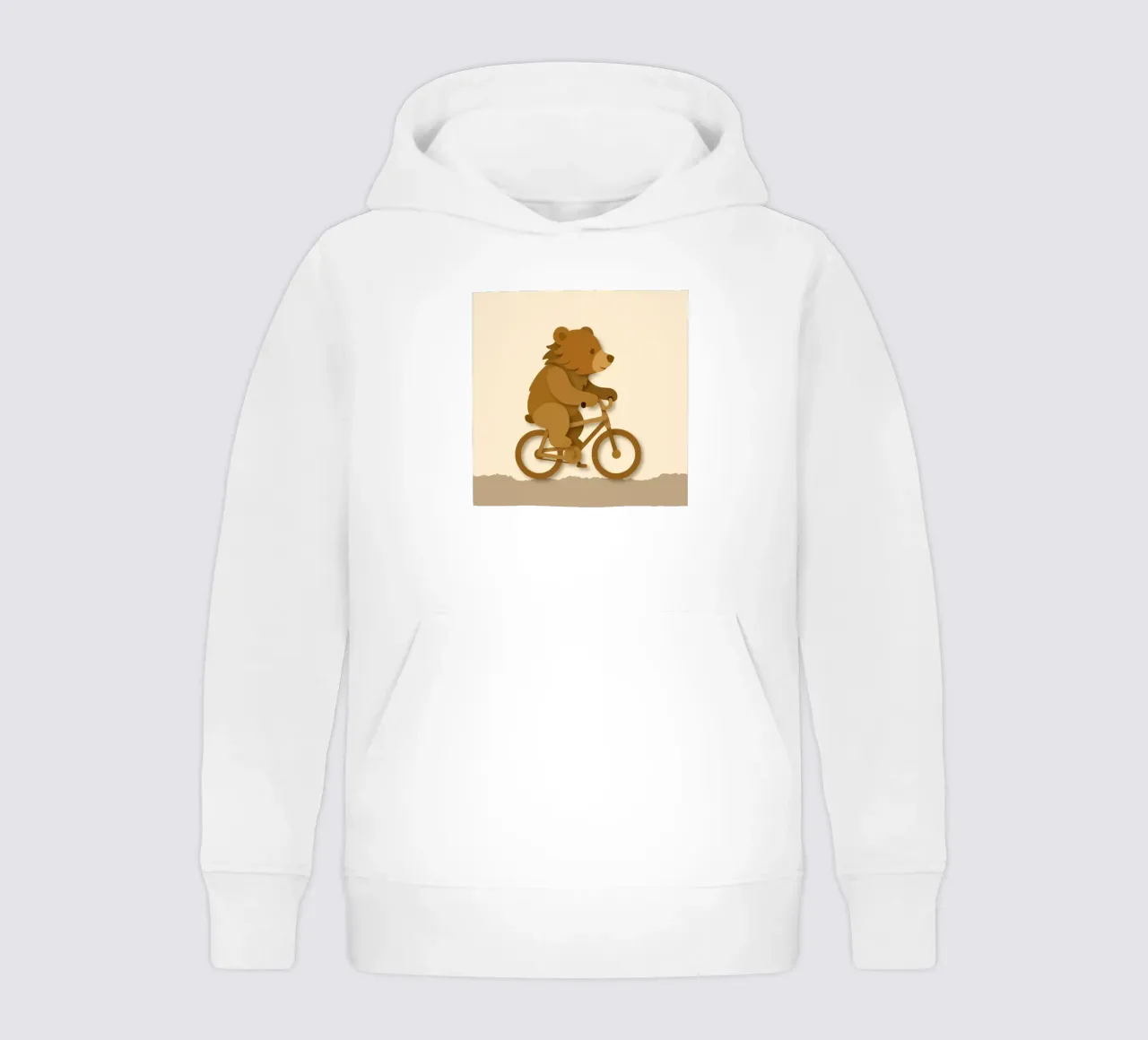 Cheerful bear on a bike - playful animal design kids hoodie by namosh
