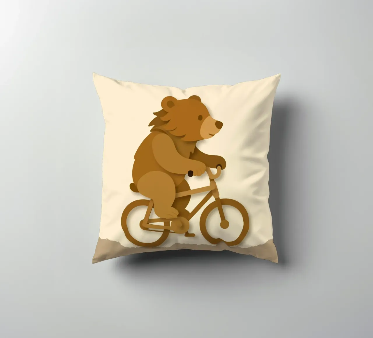 Orso allegro in bicicletta - design giocoso di animali cuscino da namosh