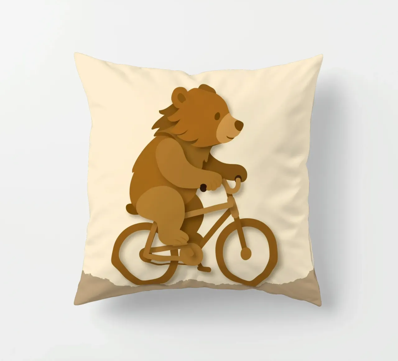 Orso allegro in bicicletta - design giocoso di animali cuscino da namosh
