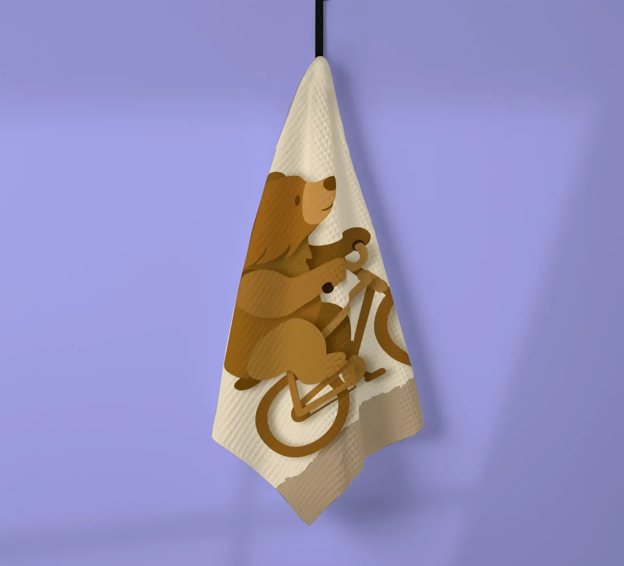 Orso allegro in bicicletta - design giocoso di animali canovaccio da cucina da namosh