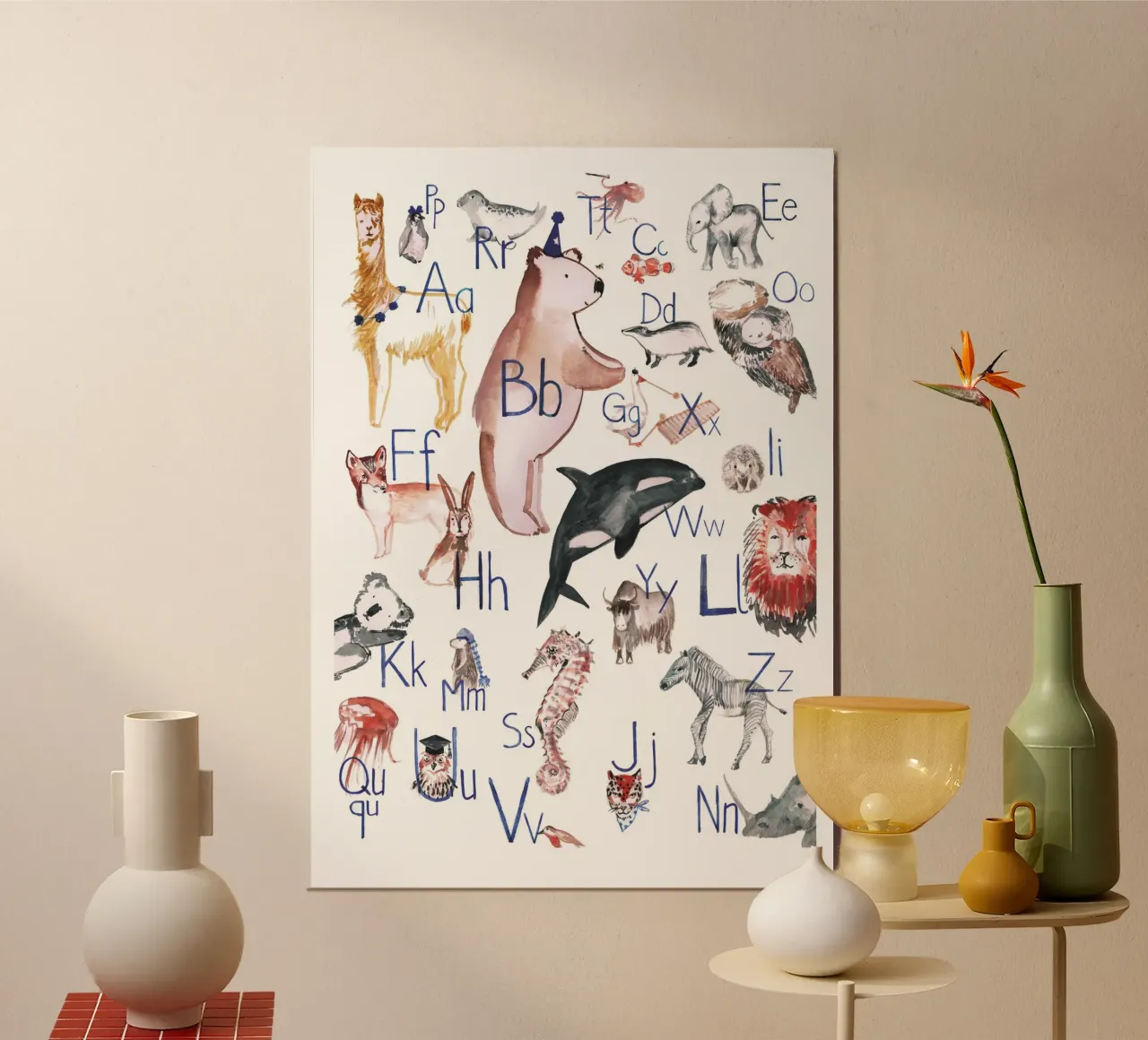 ABC of animals poster with aluminum frame by Gabi_Schöffel_Illustration