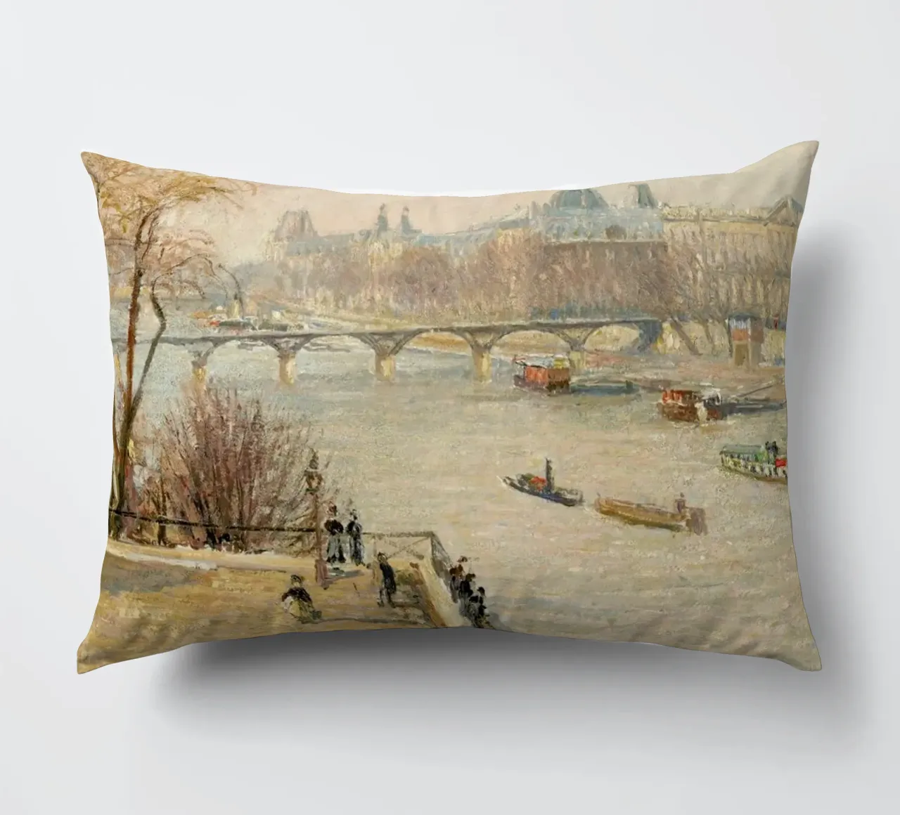 Pissarro - The Louvre from the Pont Neuf cuscino da Vintage by JUNIQE