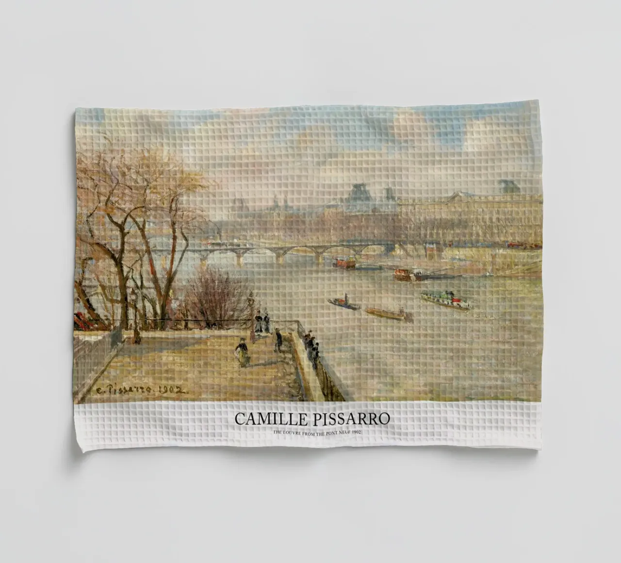 Pissarro - The Louvre from the Pont Neuf canovaccio da cucina da Vintage by JUNIQE