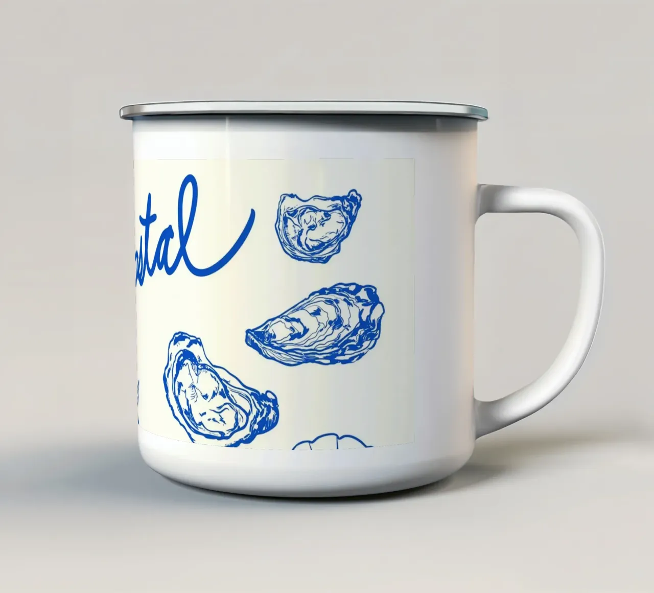 Fuga costiera blu - Conchiglie e frutti di mare minimalisti tazza in smalto da EDMPROJECT