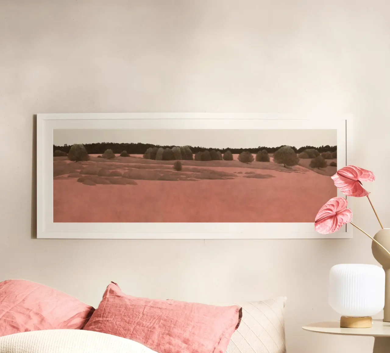 Deserto di sabbia rossa 2020 poster con telaio in legno da Soyoung Kwon