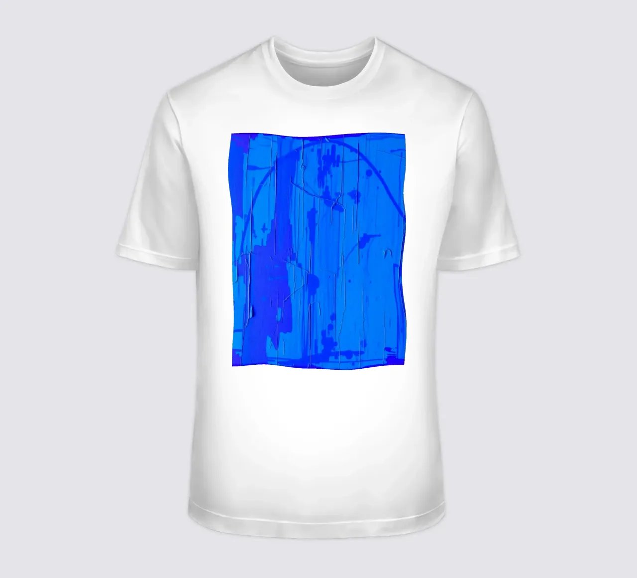 Abstract blauw kunstwerk met gestructureerd oppervlak en variërende t-shirt van DesignDoodle