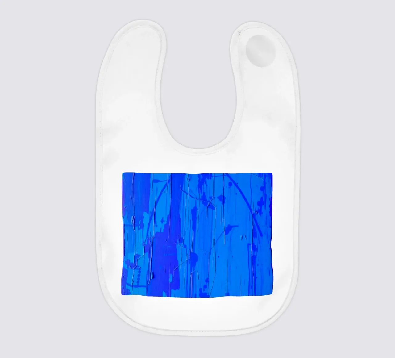 Abstraktes blaues Kunstwerk mit strukturierter Oberfläche und unterschiedlichen Babylätzchen von DesignDoodle