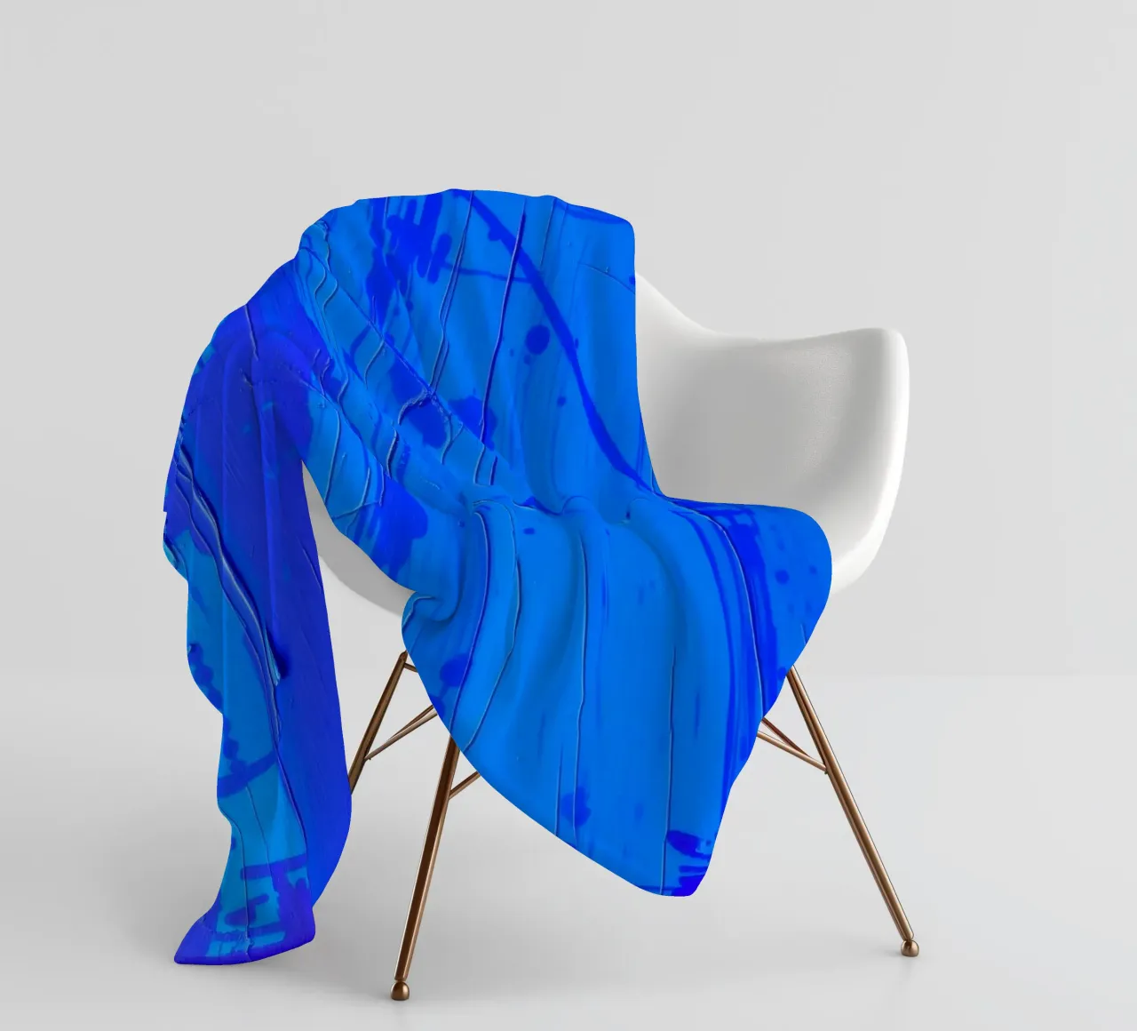 Abstract blauw kunstwerk met gestructureerd oppervlak en variërende fleecedeken van DesignDoodle