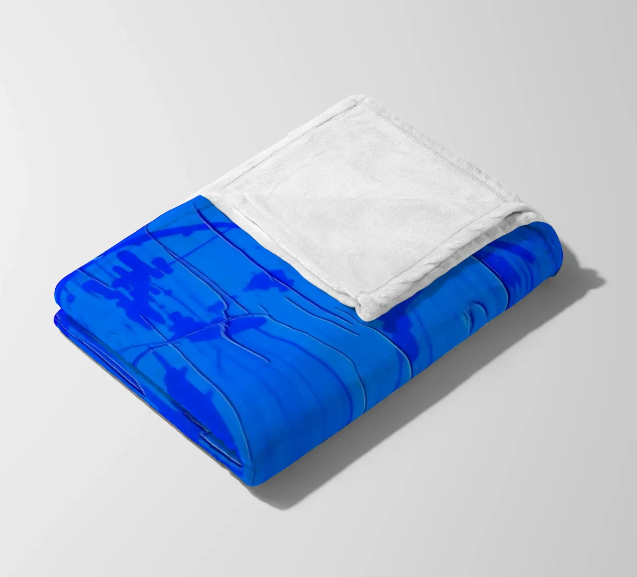Abstract blauw kunstwerk met gestructureerd oppervlak en variërende fleecedeken van DesignDoodle