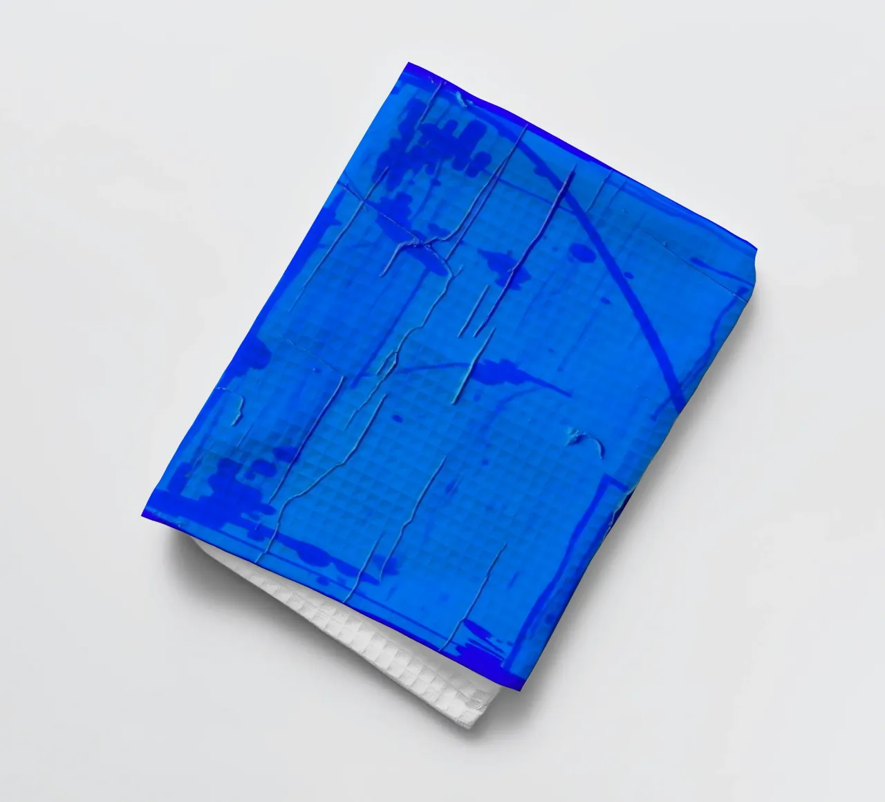 Abstract blauw kunstwerk met gestructureerd oppervlak en variërende theedoek van DesignDoodle