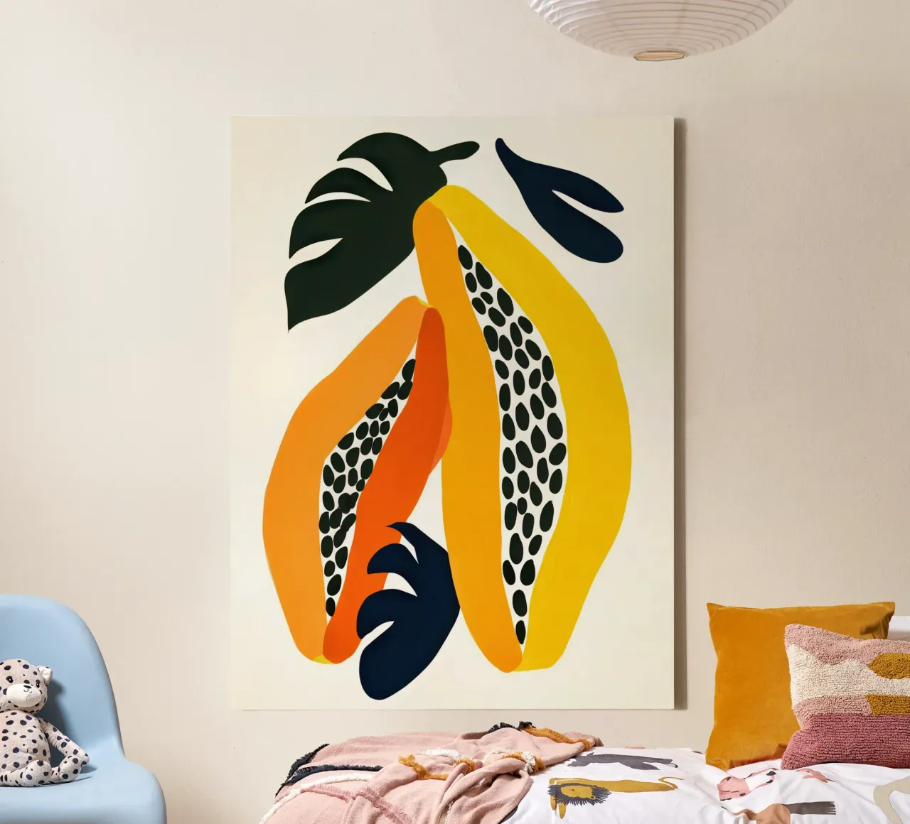 Due mezze papaie decorative dai colori caldi tela con Cornice a cassetta da Autofocus