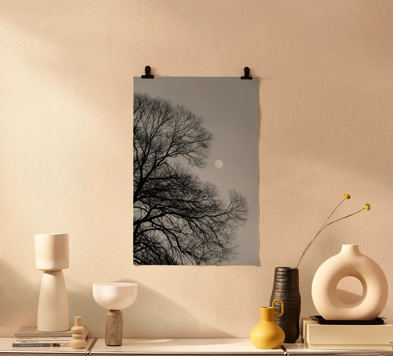 Full Moon Loves Winter Tree - Black & White Edition hahnemühle by Studio Nahili