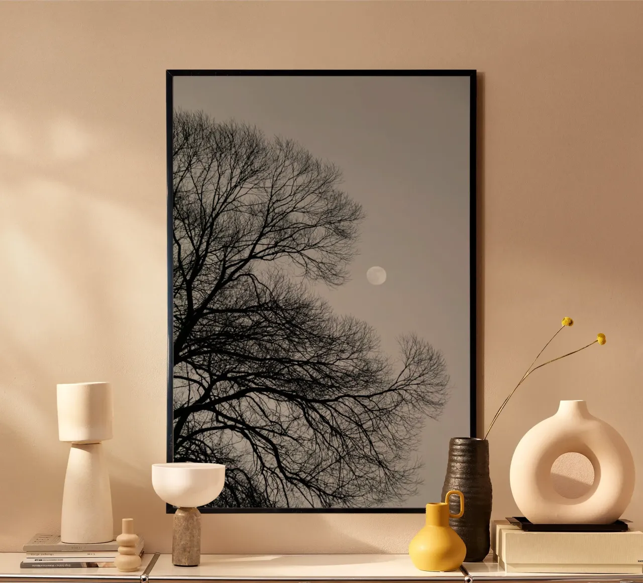 Full Moon Loves Winter Tree - Black & White Edition hahnemühle by Studio Nahili
