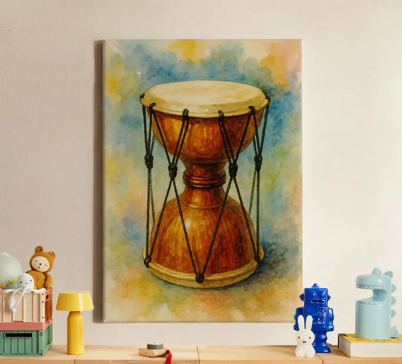 janggu verbeelding schilderij tekening kunst canvas met Baklijst van the gendels