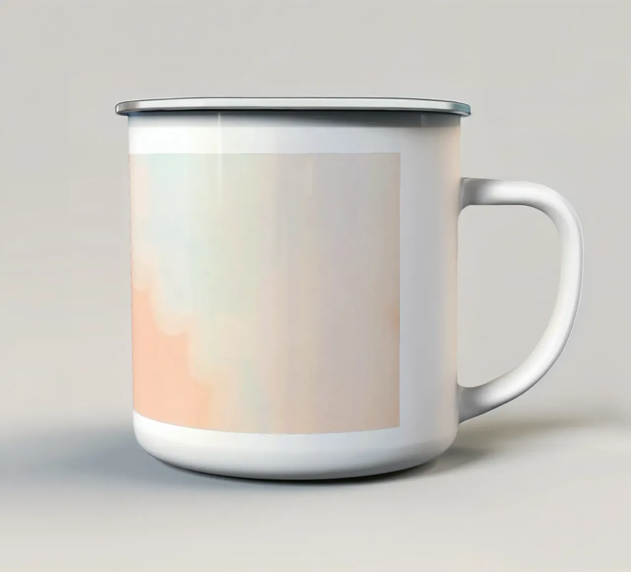 Morbido sfondo acquerellato nei toni del pesca e dell'azzurro tazza in smalto da DesignDoodle
