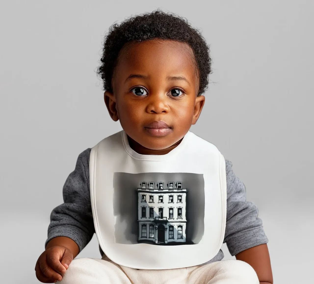 Unique architectural structure with detailed windows baby bib by DesignDoodle