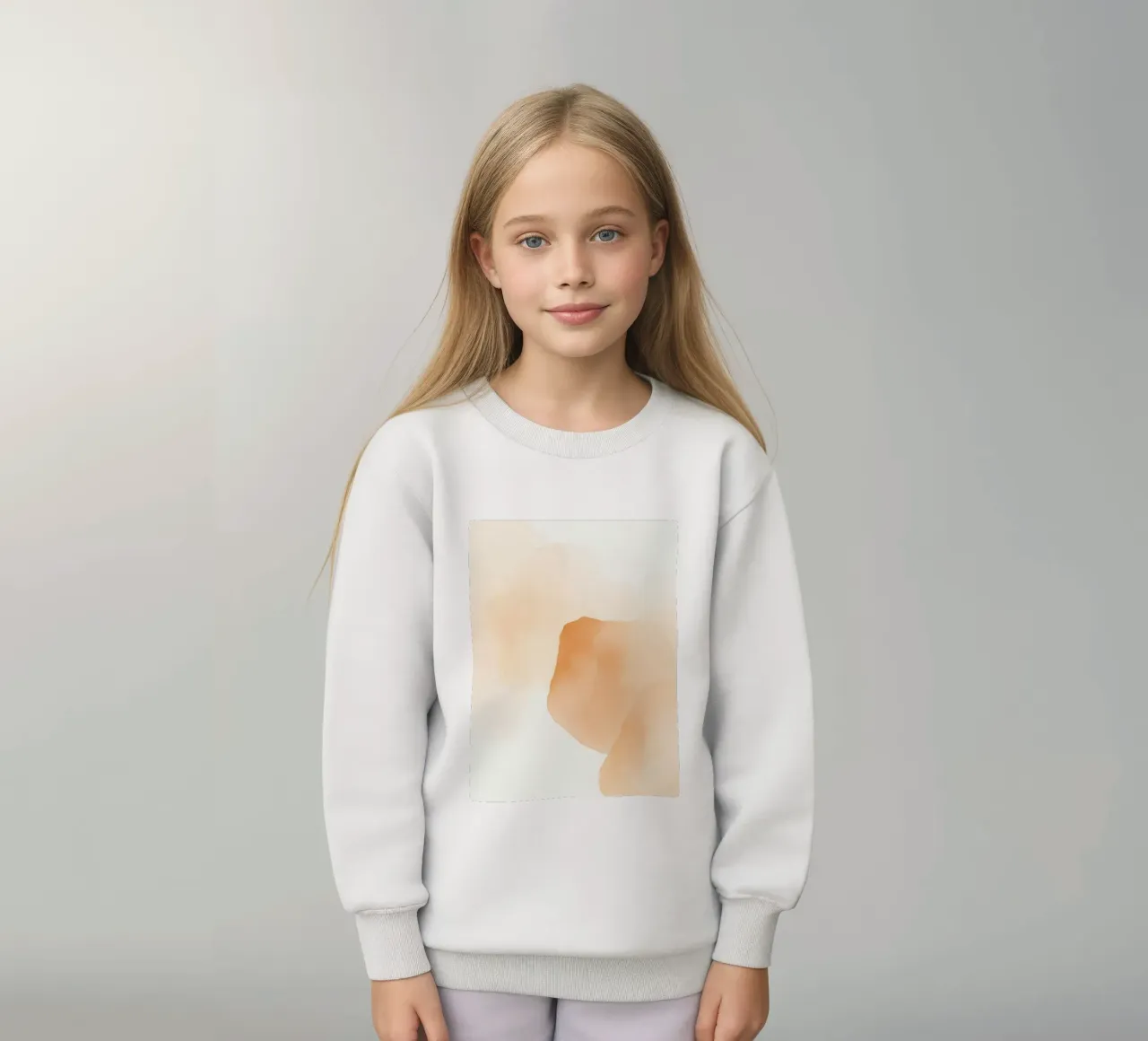 pittura astratta ad acquerello con i colori caldi del pesca e del beige felpa bambino da DesignDoodle