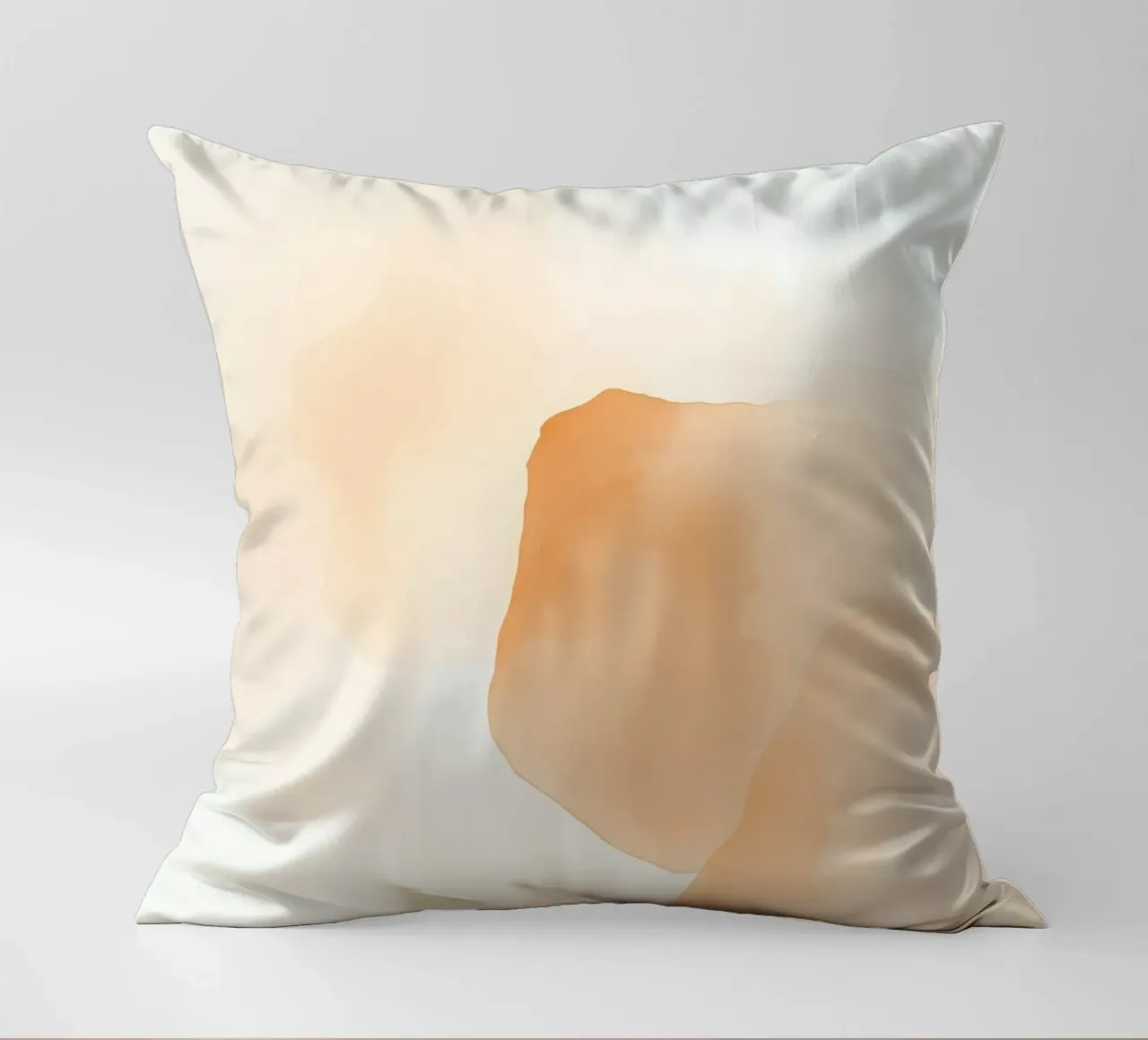 pittura astratta ad acquerello con i colori caldi del pesca e del beige cuscino da DesignDoodle