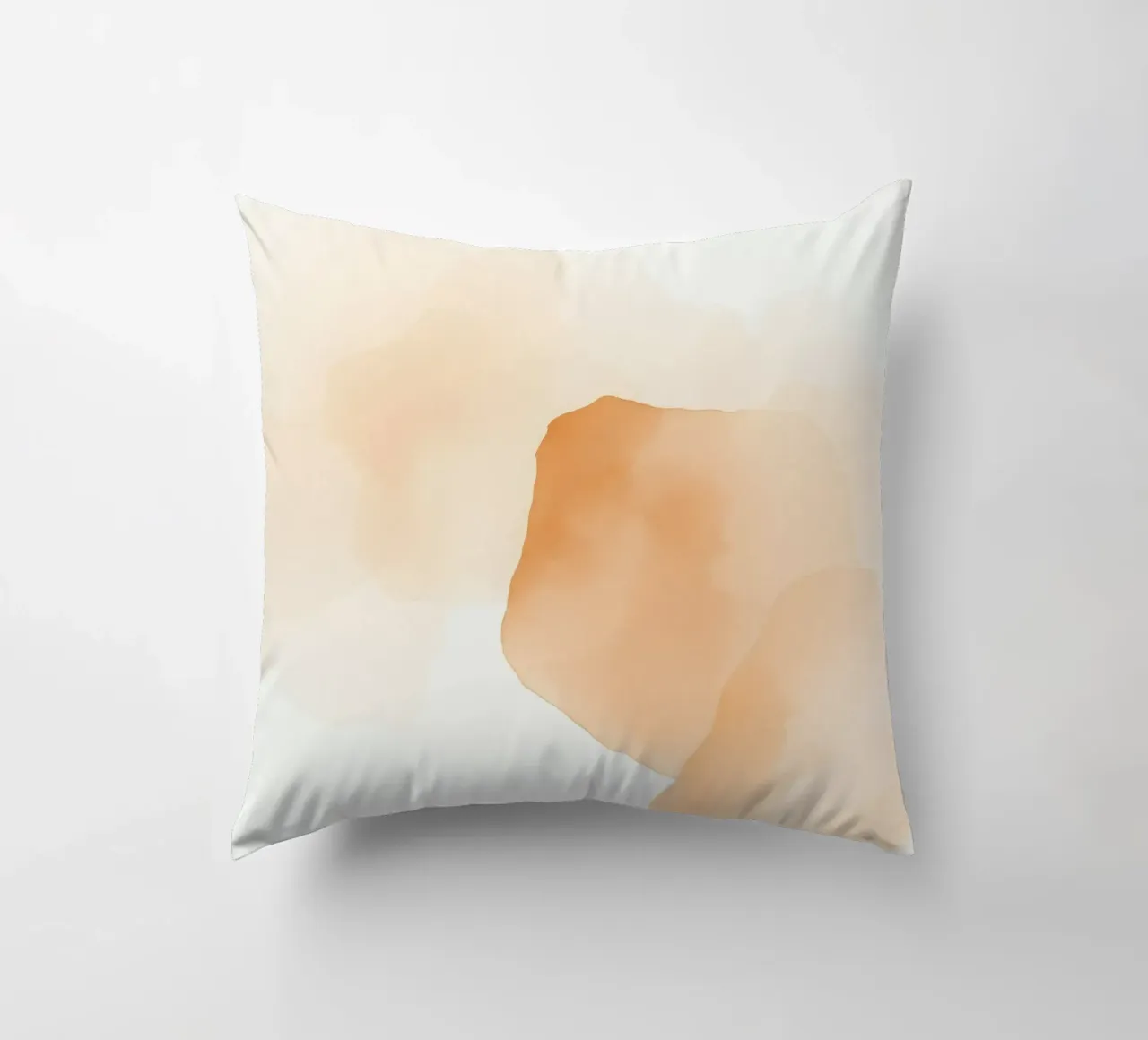 pittura astratta ad acquerello con i colori caldi del pesca e del beige cuscino da DesignDoodle