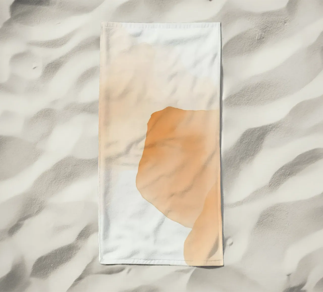 pittura astratta ad acquerello con i colori caldi del pesca e del beige telo mare da DesignDoodle
