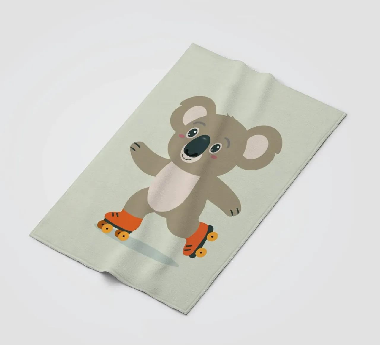Koala con pattini a rotelle - Allegro motivo animale per piccoli avventurieri coperta in pile da namosh