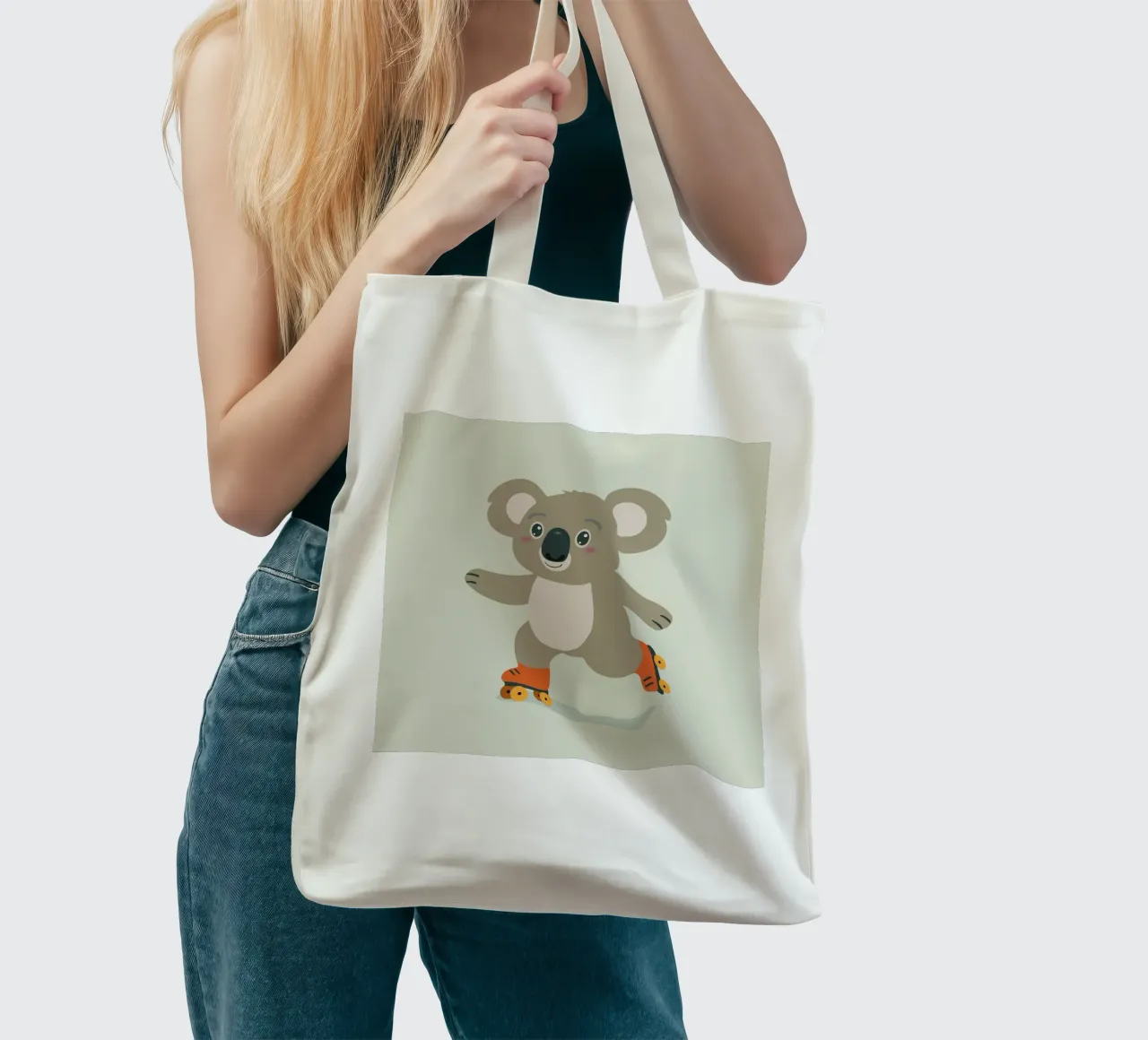 Koala con pattini a rotelle - Allegro motivo animale per piccoli avventurieri borsa in juta da namosh