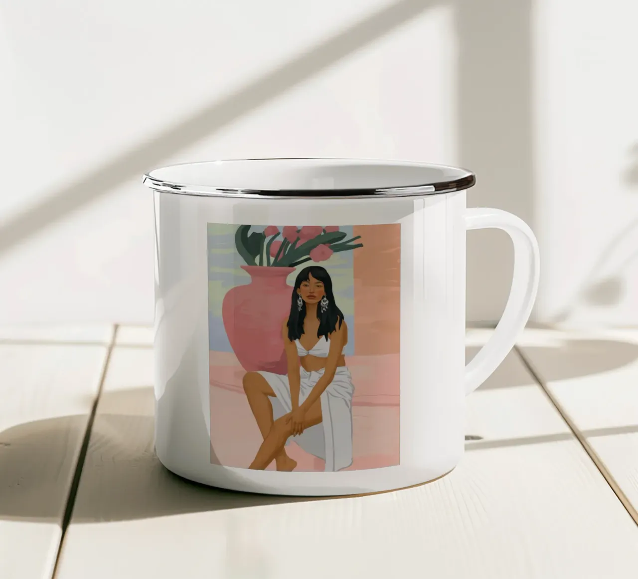 Elegante semplicità tazza in smalto da Petal Canvas