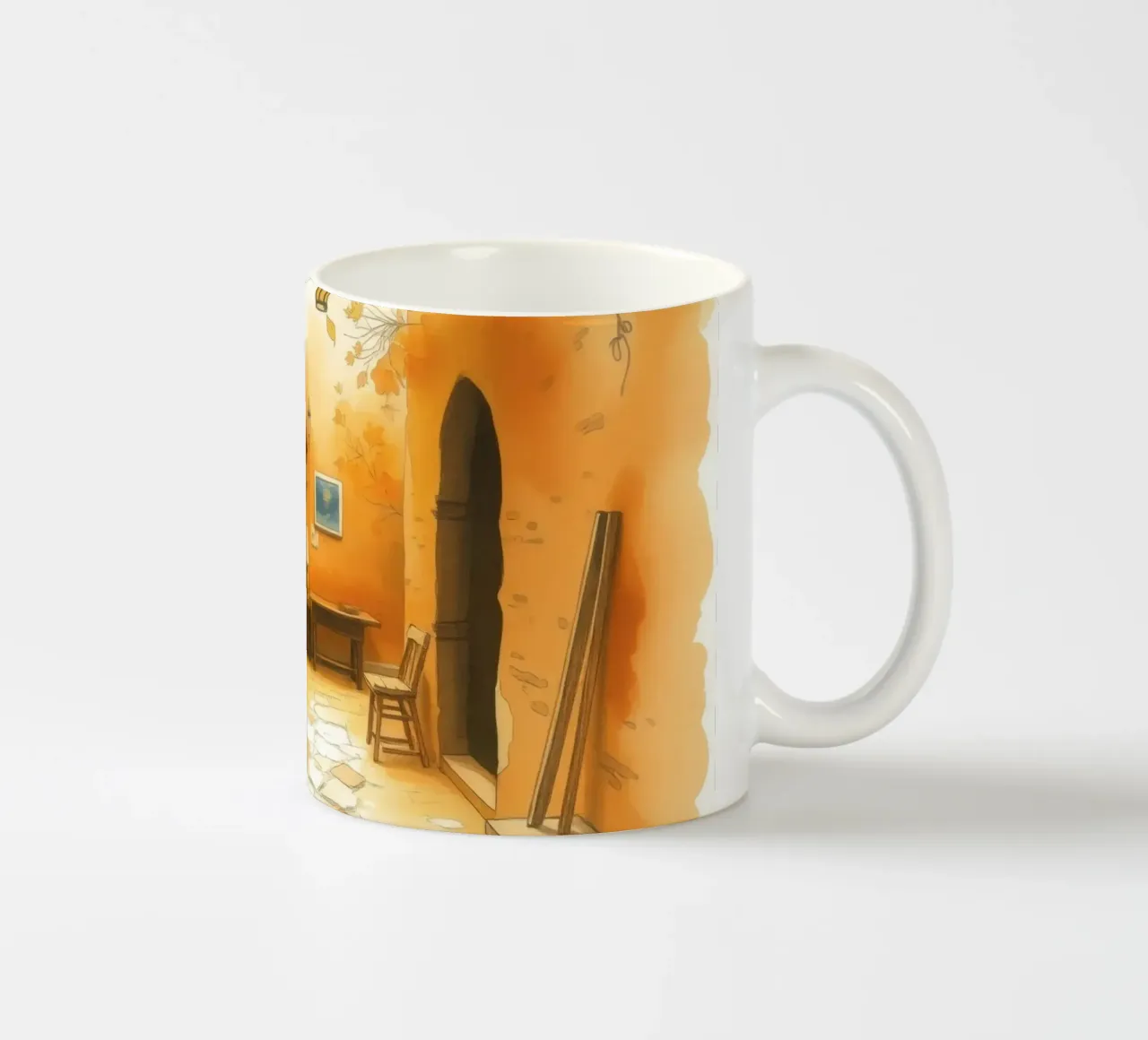 Incantevole vicolo autunnale dai colori caldi e dall'arredamento rustico tazza in ceramica da DesignDoodle