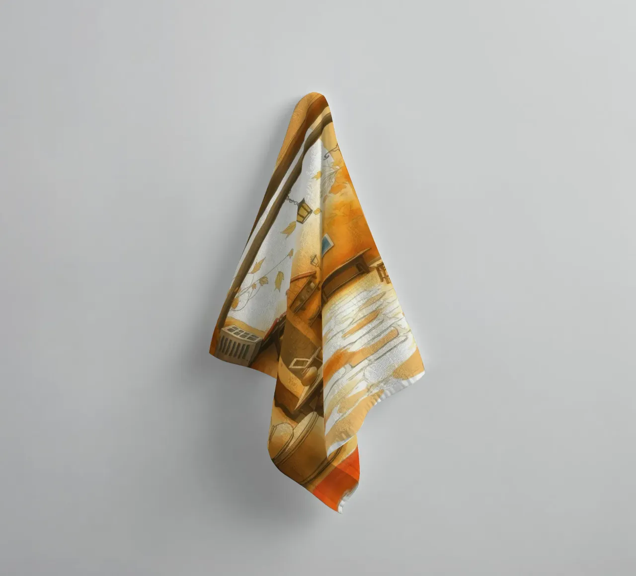 Incantevole vicolo autunnale dai colori caldi e dall'arredamento rustico asciugamano da bagno da DesignDoodle