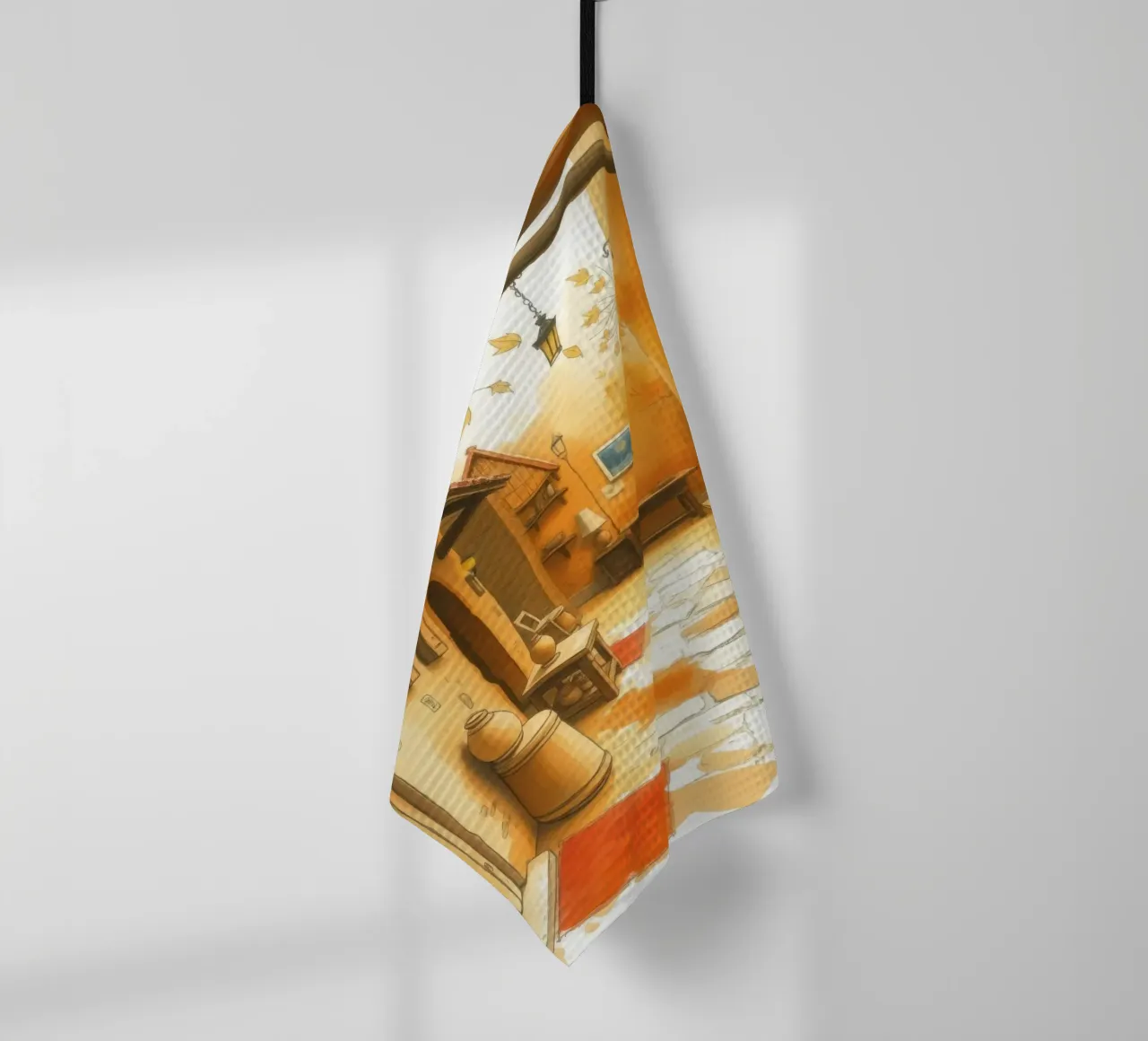 Incantevole vicolo autunnale dai colori caldi e dall'arredamento rustico canovaccio da cucina da DesignDoodle