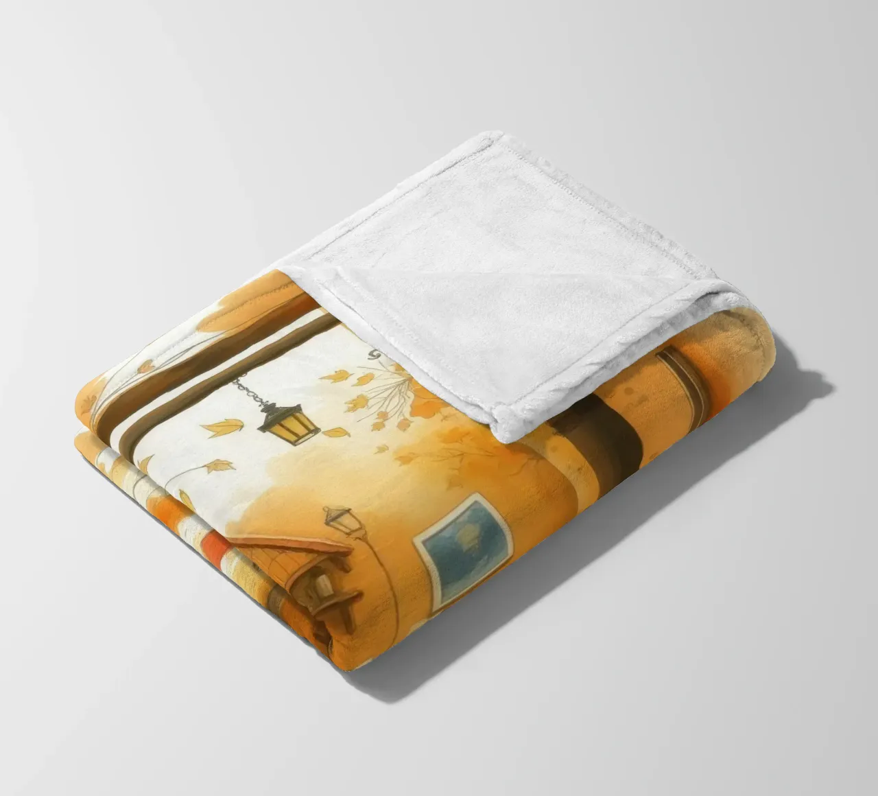 Incantevole vicolo autunnale dai colori caldi e dall'arredamento rustico coperta in pile da DesignDoodle
