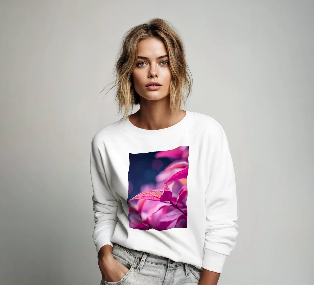 fogliame rosa illuminato da una luce soffusa in un look tranquillo felpa da DesignDoodle