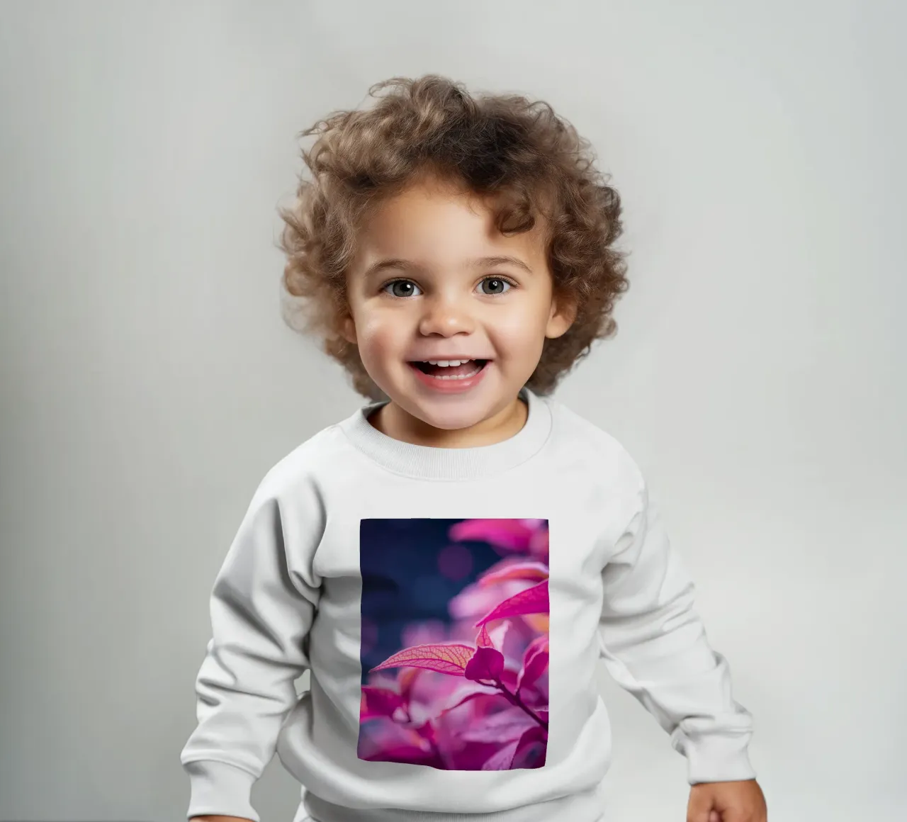 fogliame rosa illuminato da una luce soffusa in un look tranquillo felpa neonato da DesignDoodle