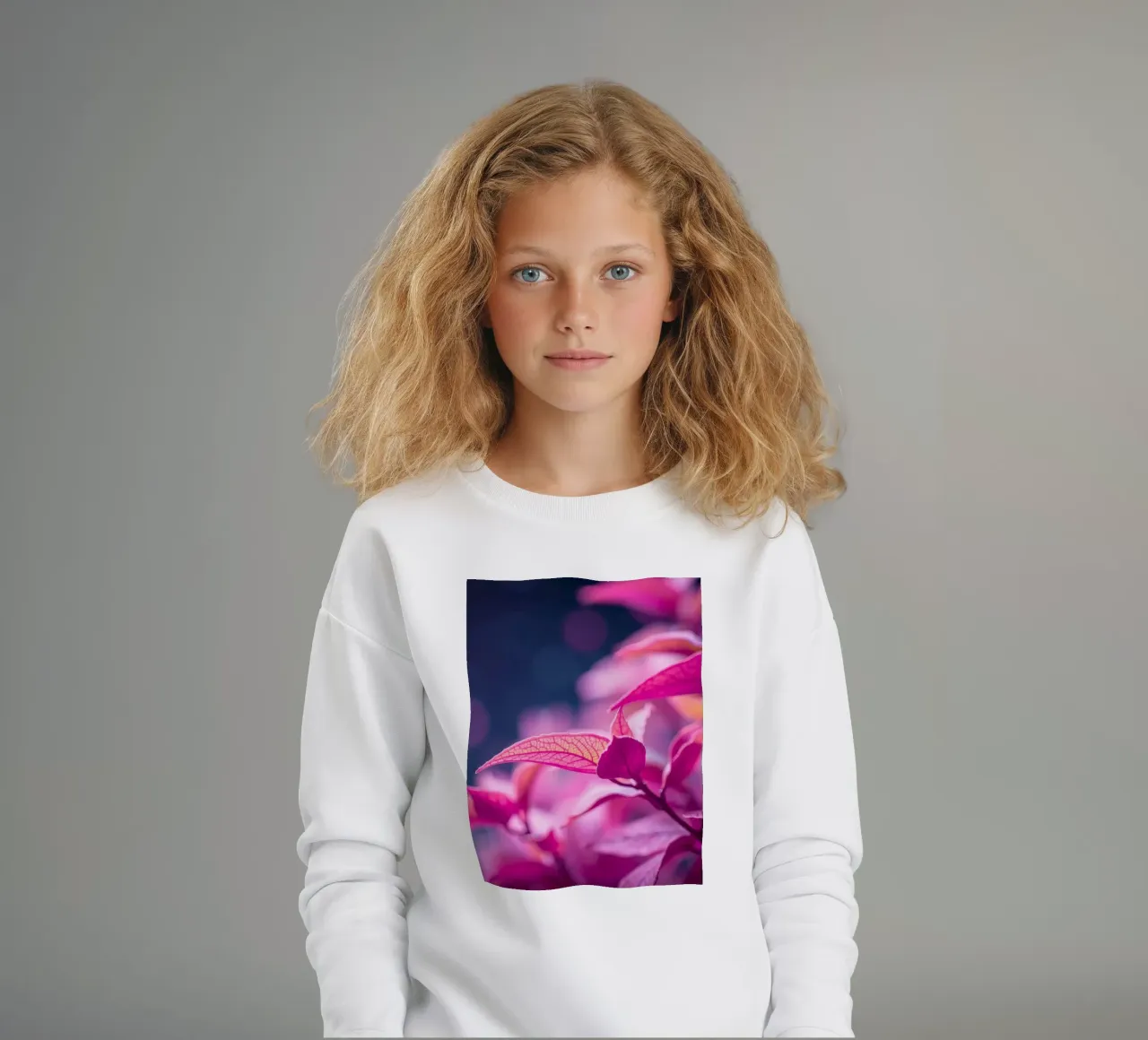 fogliame rosa illuminato da una luce soffusa in un look tranquillo felpa bambino da DesignDoodle