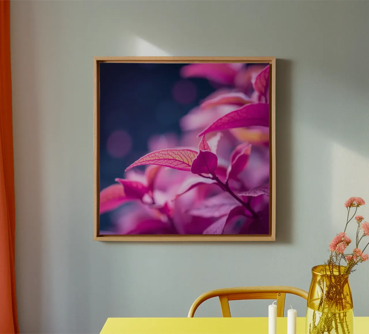pink foliage illuminated by soft light in a calm look canvas by DesignDoodle