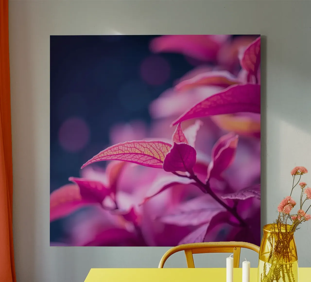 pink foliage illuminated by soft light in a calm look canvas by DesignDoodle