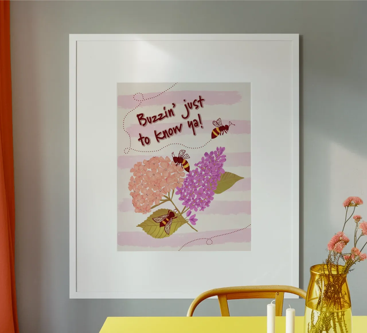 Buzzin' to know ya! poster con telaio in alluminio da nicigabrieldesigns