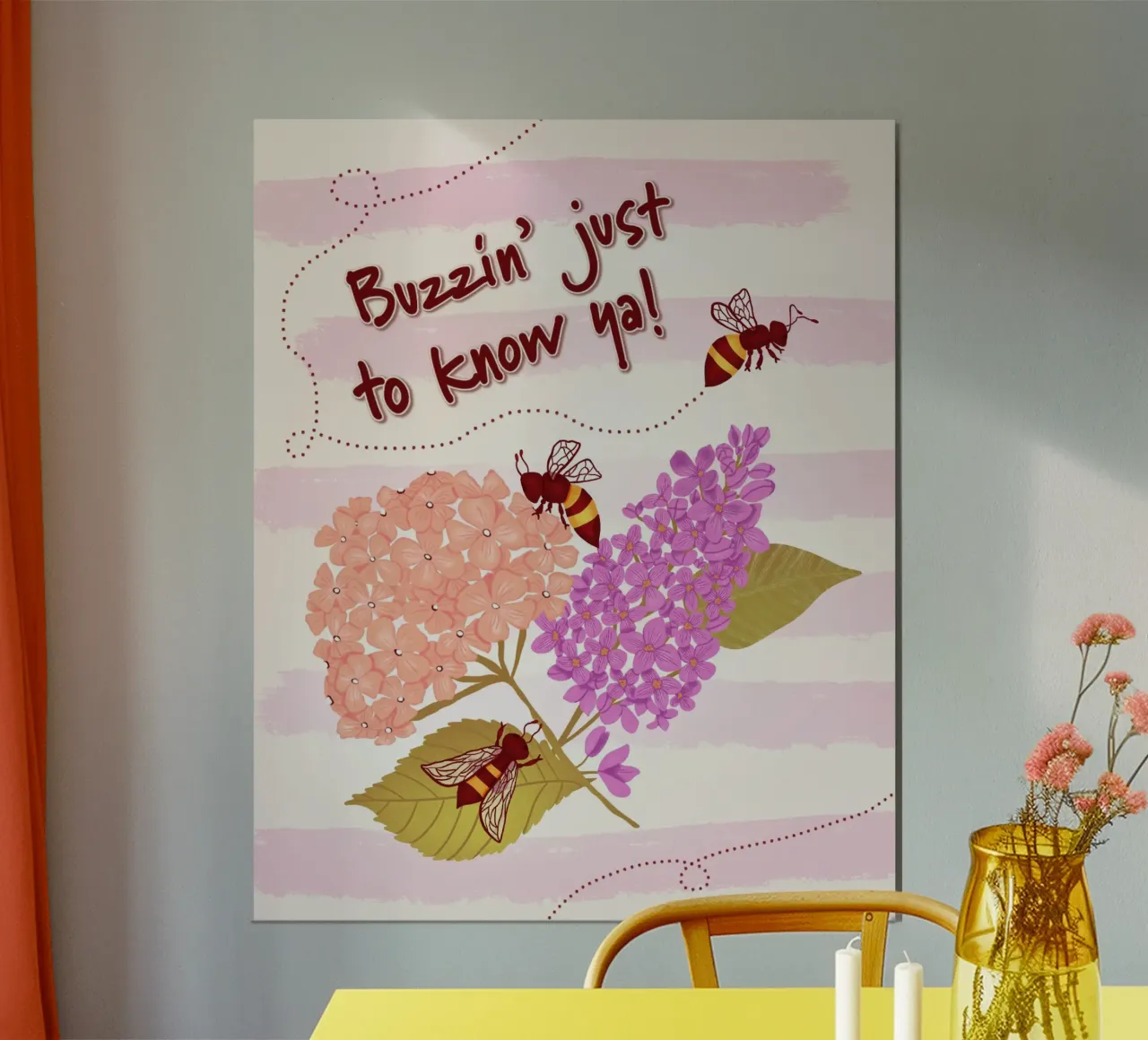 Buzzin' to know ya! poster con telaio in alluminio da nicigabrieldesigns