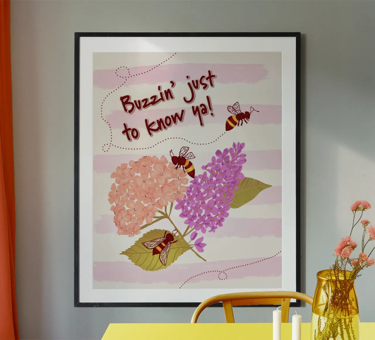 Buzzin' to know ya! poster con telaio in alluminio da nicigabrieldesigns