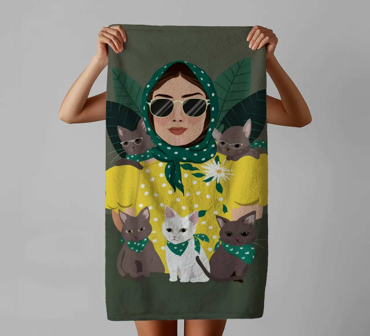 Gezellig gezelschap badhanddoek van Petal Canvas