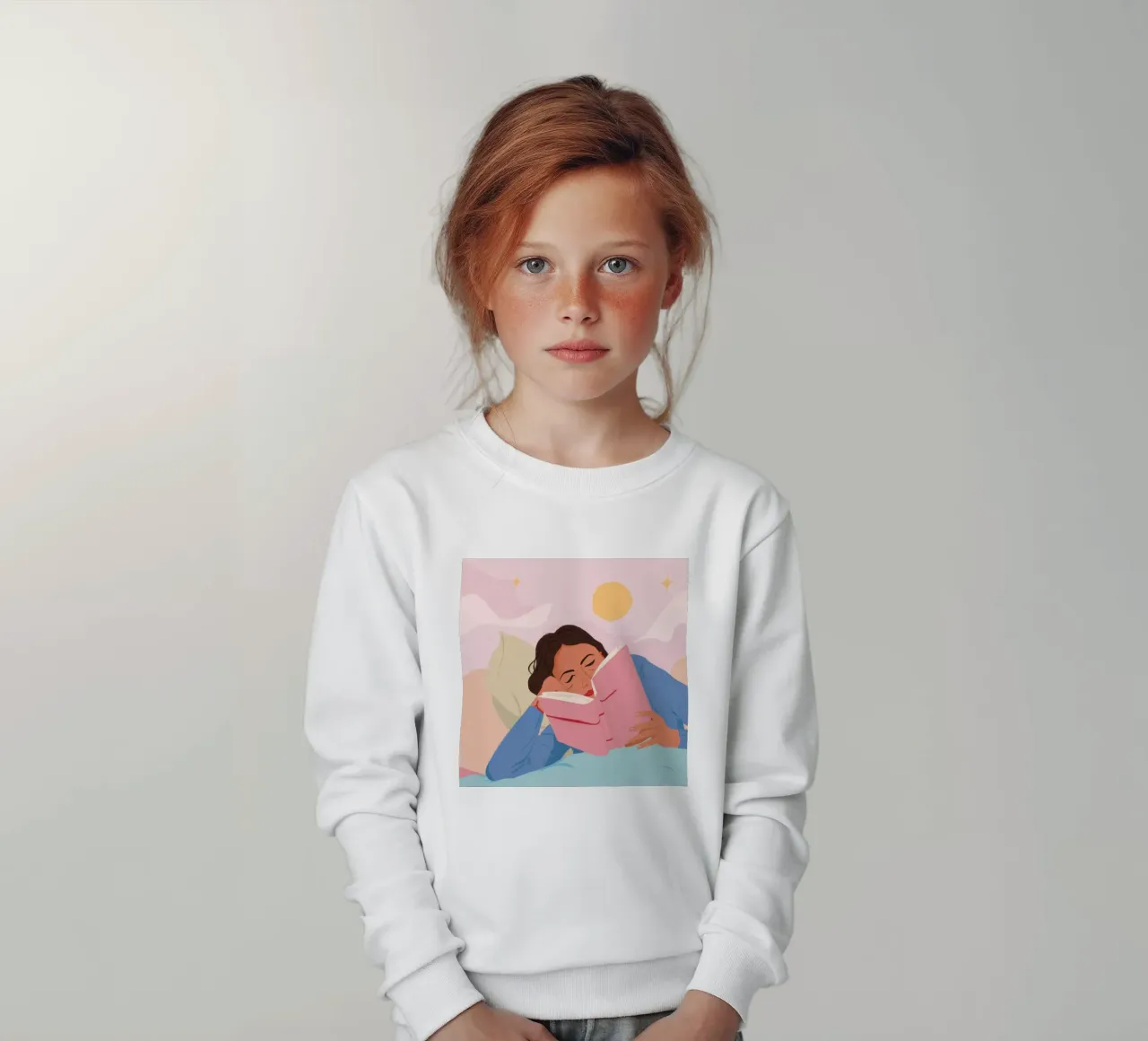 Lecture rêveuse sweat enfant de Petal Canvas