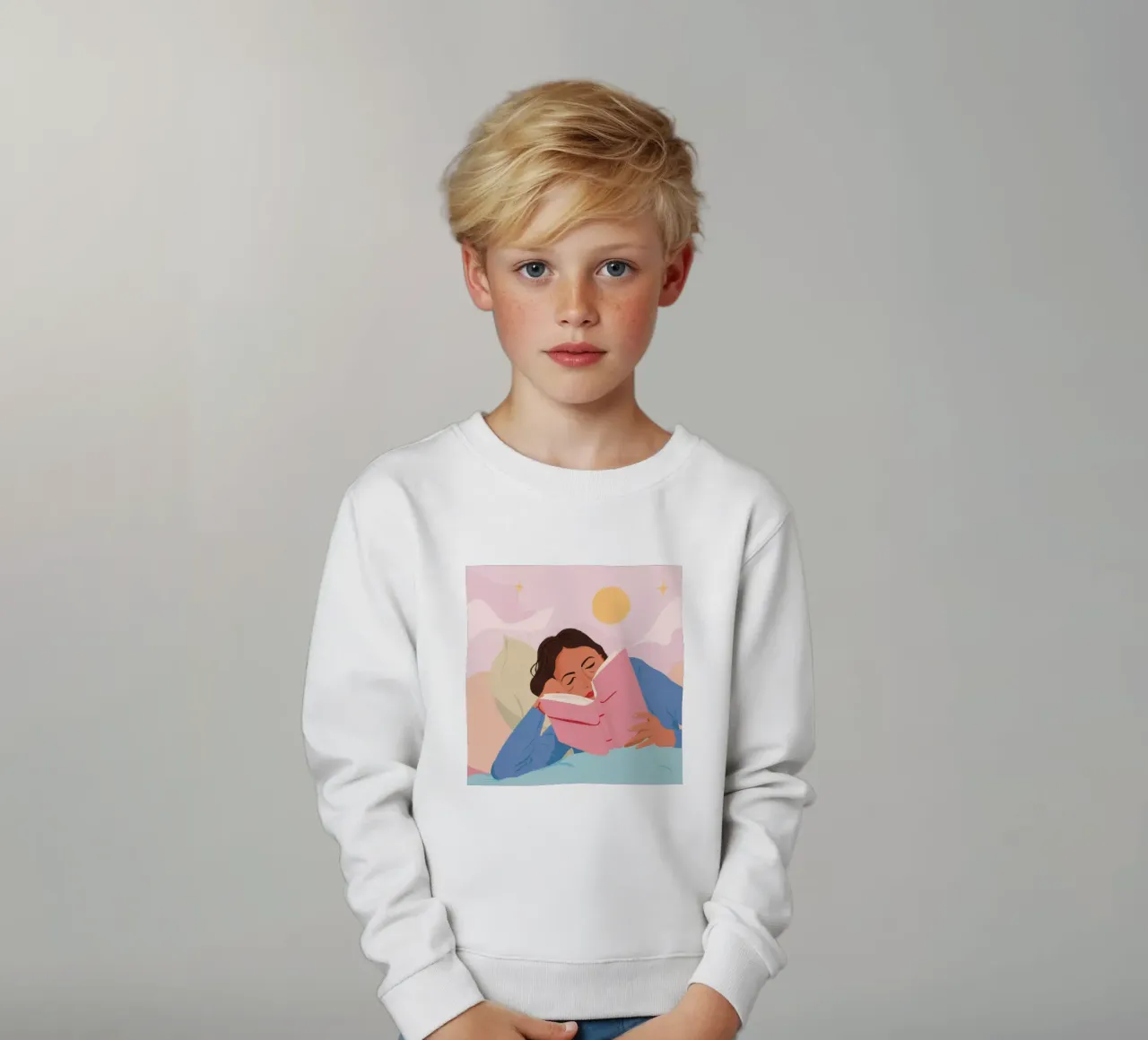Lecture rêveuse sweat enfant de Petal Canvas